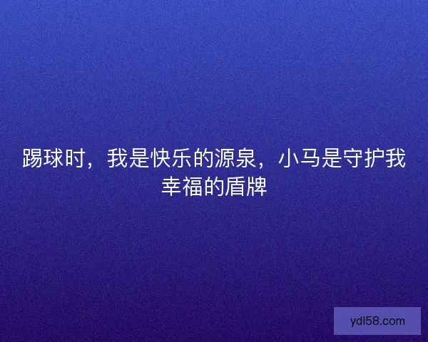 踢球时，我是快乐的源泉，小马是守护我幸福的盾牌
