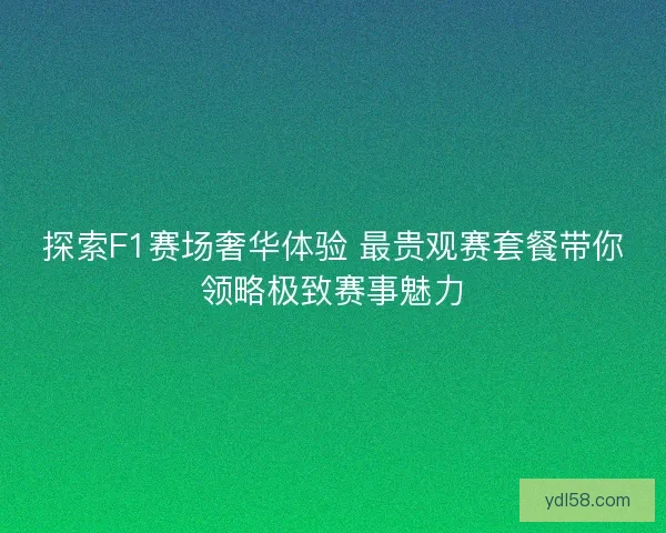 探索F1赛场奢华体验 最贵观赛套餐带你领略极致赛事魅力